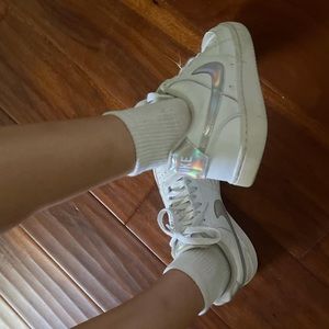 white & iridescent Nike air in size 8.